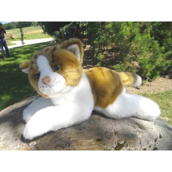 Anima - Peluche chat couche roux et blanc 30 cm -1950