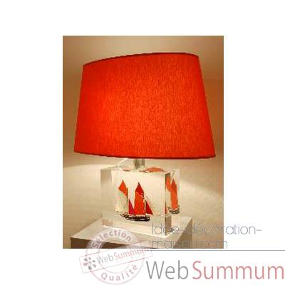 Moyenne Lampe Harenguier Rouge Abat-jour Ovale Rouge-124-1