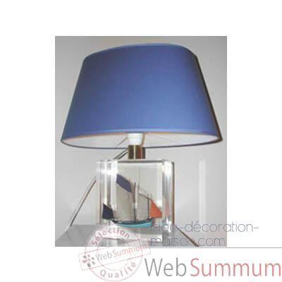 Petite Lampe Chaloupe Can 23 Bleu Abat-jour Ovale Bleu Fonce-85-1