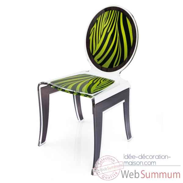 Chaise wild zebre vert acrila -cwzv