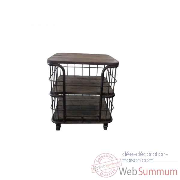 Chariot deco industriel 61 x 61 x 70 Antic Line -CD498