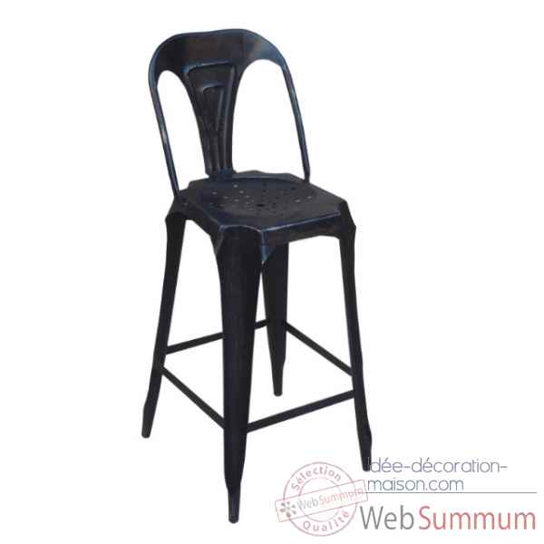 Fauteuil de bar avec dossier noir use Antic Line -CD508