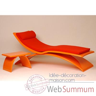 Chaise longue design Vagance orange matelas rouge Art Mely - AM09