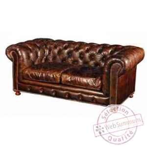 Canape kensington en cuir couleur cigare deux places h 760 x 1820 x 970 Arteinmotion DIV-KEN0001