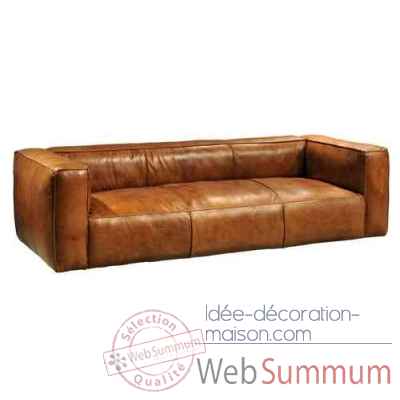 Canape tribeca a trois places en cuir couleur cognac h 670 x 2520 x 1000 Arteinmotion DIV-TRI0026