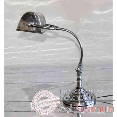 Lampe de bur eau en laiton plaque d\\\'argent avec abat-jour rectangulaire h 550 x 260 x 300 Arteinmotion LAM-PRO0026