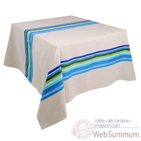 Nappe 350 x 165 tissus Artiga toile turquoise Mauleon