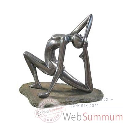 Sculpture-Modele Yoga Worship Pose on Rock, surface aluminium-bs1509alu