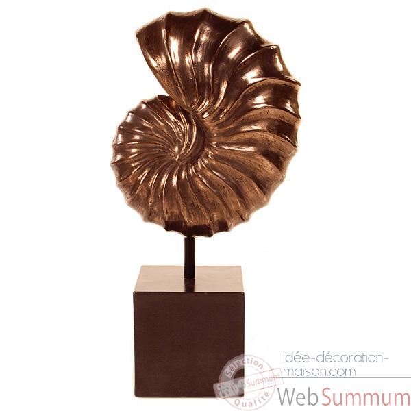 Sculpture-Modele Nautilus Table Sculpture Box Pedestal, surface bronze nouveau et fer-bs1713nb/iro
