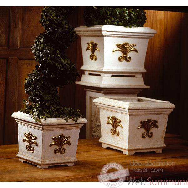 Vases-Modele Tuscany Planter Box -medium, surface marbre vieilli patine or-bs2153wwg