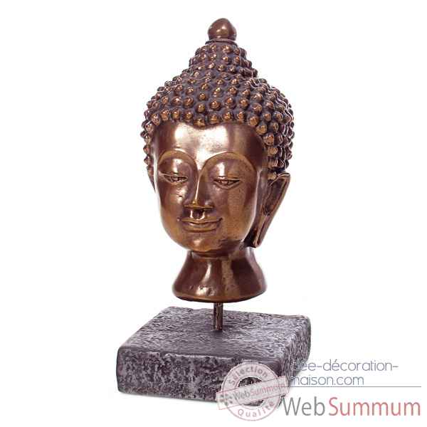 Sculpture-Modele Buddha Head, surface aluminium et fer-bs3139alu/iro