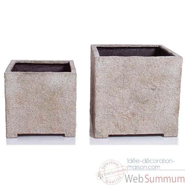 Vases-Modele Cube Planter Large,  surface granite-bs3321gry