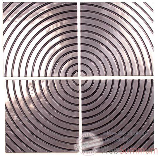 Decoration murale-Modele Concentric Wall Plaque Set, surface aluminium avec patine or-bs4122alu/org