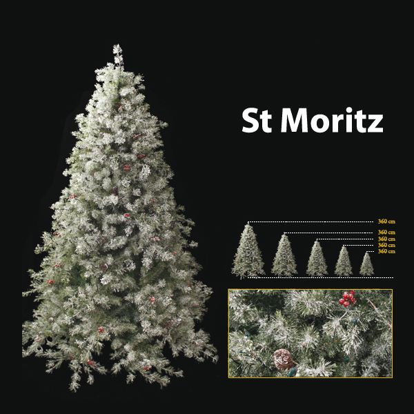 Sapin de Noel 240 cm Professionnel St Moritz Winter Tree 750 lumieres White-Berry