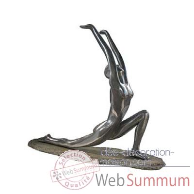 Sculpture Yoga Worship Pose on Rock, bronze nouveau -bs1509nb