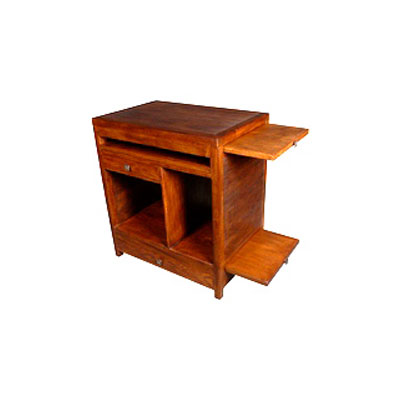 Bureau ordinateur avec 1 tiroir et 3 niche strie Meuble d'Indonesie -53944