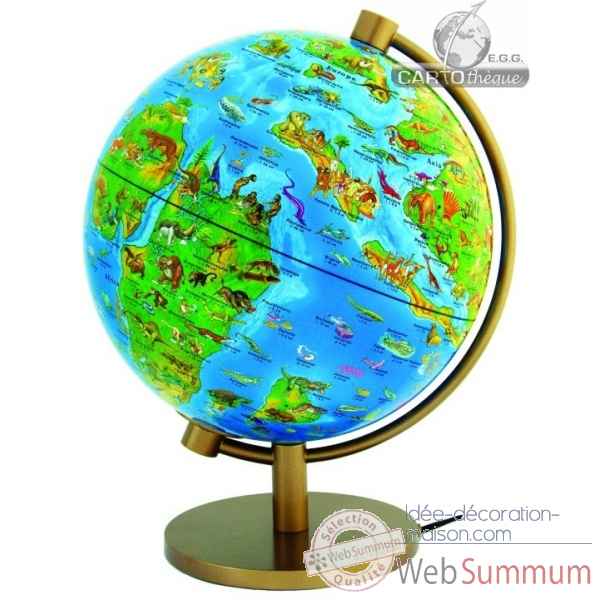 Globe dinoz 28 cm monde prehistoire - livret Cartotheque EGG -SLJE28PRHI