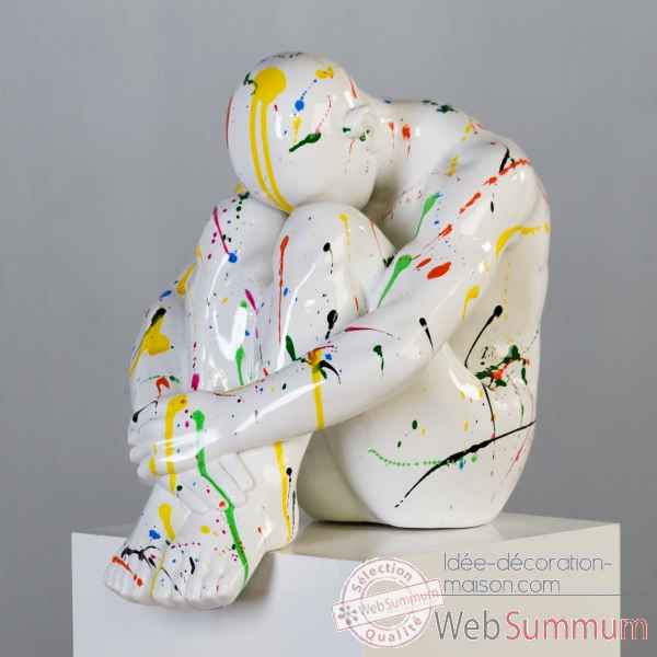 Sculpture \"thinking man\" poly blanc couleur  Casablanca Design -59649
