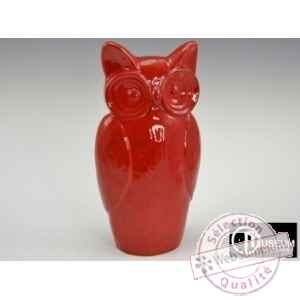 statue carat hiboux rouge 39cm Edelweiss -B8173