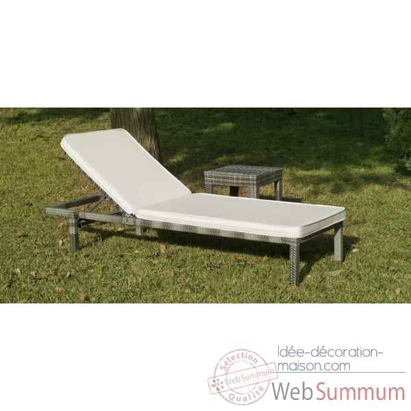 Ensemble maracaibo 2 bains de soleil + 2 tables basses coussin blanc Exklusive hevea -10153-3663141