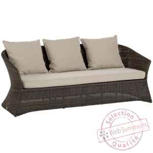 Canape 3 places Zenith resine Poivre avec coussin tissus beige KOK 852/3P