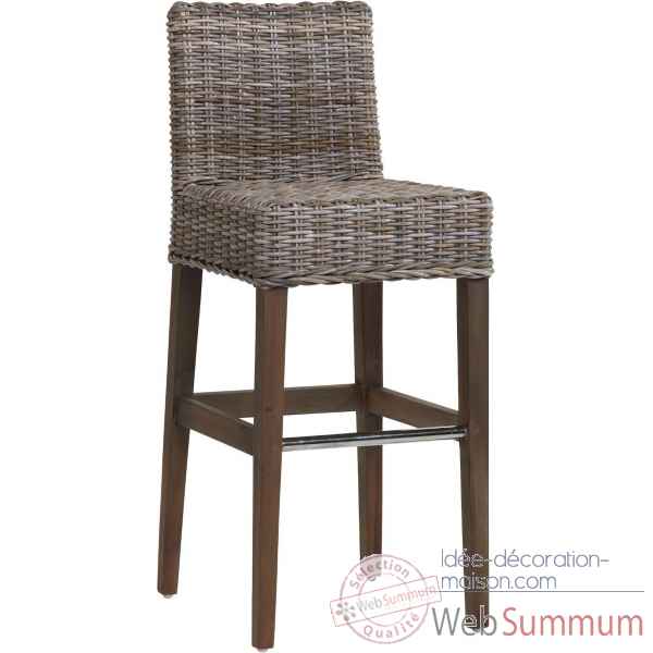 Tabouret cesar Rotin Kooboo gris sans coussin KOK 686g