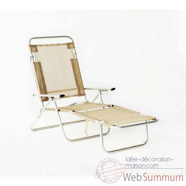 Segura-175 - chaise longue de plage pliable multipositions longueur : 145/185cm hauteur : 100cm couleur beige - lot de 2 Lido by hevea -9941-8430001