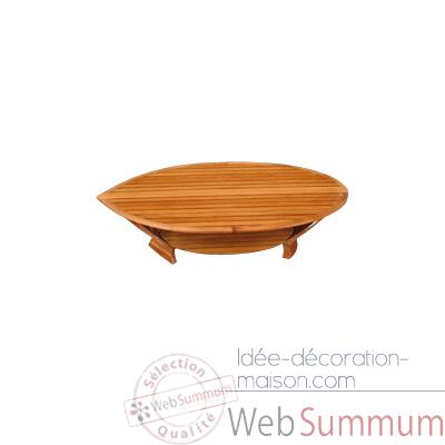 Table basse Lignes de pont 135 cm x 65 cm - plateau coque de bateau, avec etagere - LAST-MLI135-R