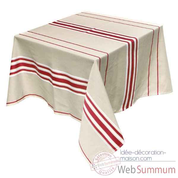 Nappe ronde 170 Corda Metis bordeaux blanc 70% coton 30% lin Artiga Hivers -arti10307