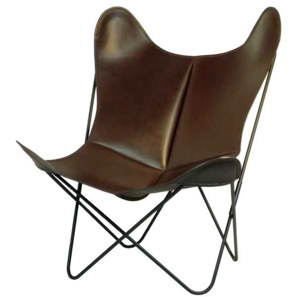 Fauteuil aa butterfly cuir marron fonce AA new design