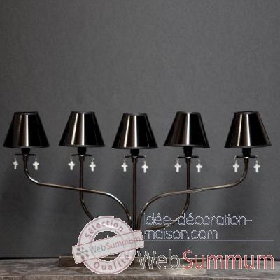 Lampe 5 branches avec croix en nacre Objet de Curiosite -LU061