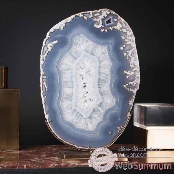 Agate en tranche bleue centre cristal Objet de Curiosite -PUMI812-2