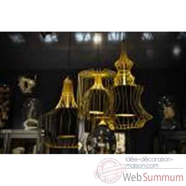 Lustre cage doree forme 3 (lanterne) Objet de Curiosite -LU138