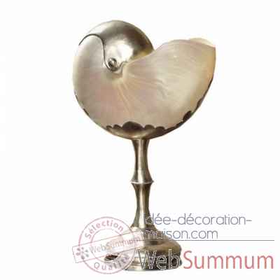 Nautile nacre habille d'argent pied Objet de Curiosite -AN033BIS