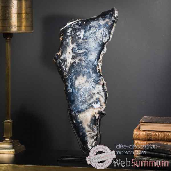 Tranche d'agate noir-bleute (2kg) Objet de Curiosite -PUMI957-1