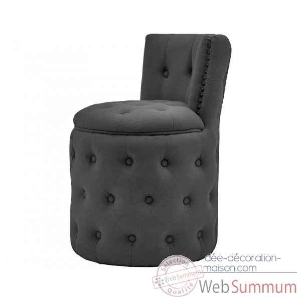 Fauteuil capitonne rond lin anthracite amelie Opjet