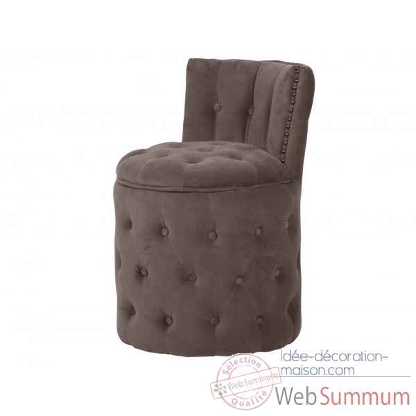 Fauteuil capitonne rond velours taupe amelie Opjet