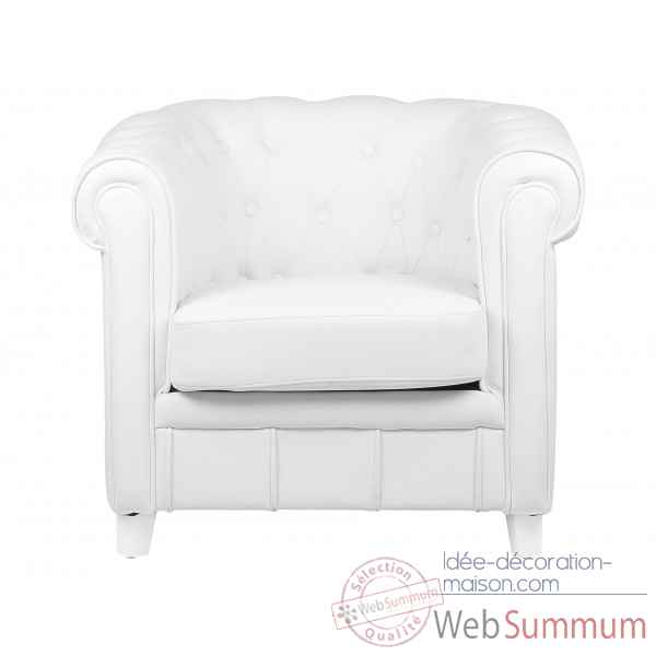 Fauteuil chesterfield simili cuir blanc Opjet