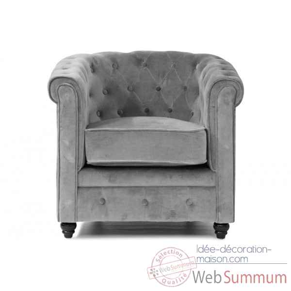 Fauteuil chesterfield velours gris Opjet