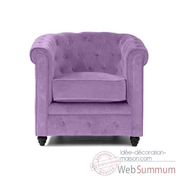 Fauteuil chesterfield velours lilas Opjet