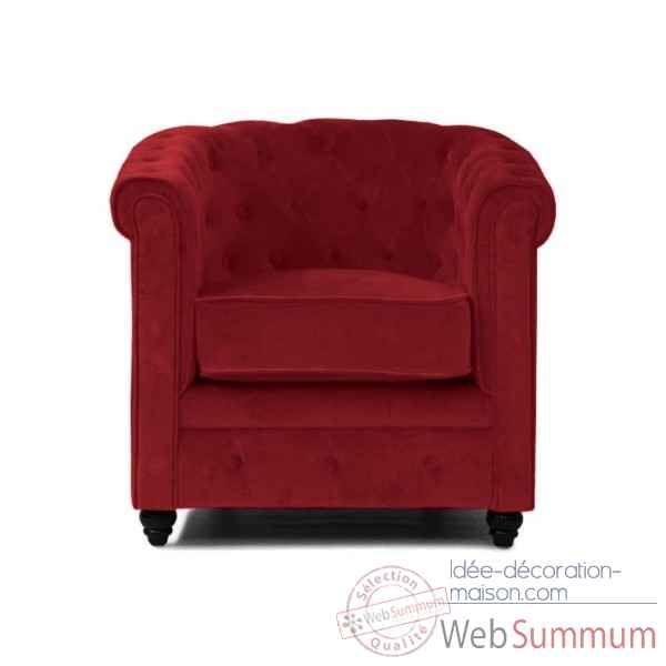 Fauteuil chesterfield velours rouge Opjet