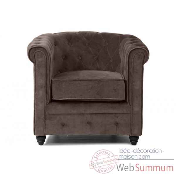 Fauteuil chesterfield velours taupe Opjet