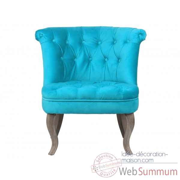 Fauteuil crapaud capitonne turquoise trianon Opjet