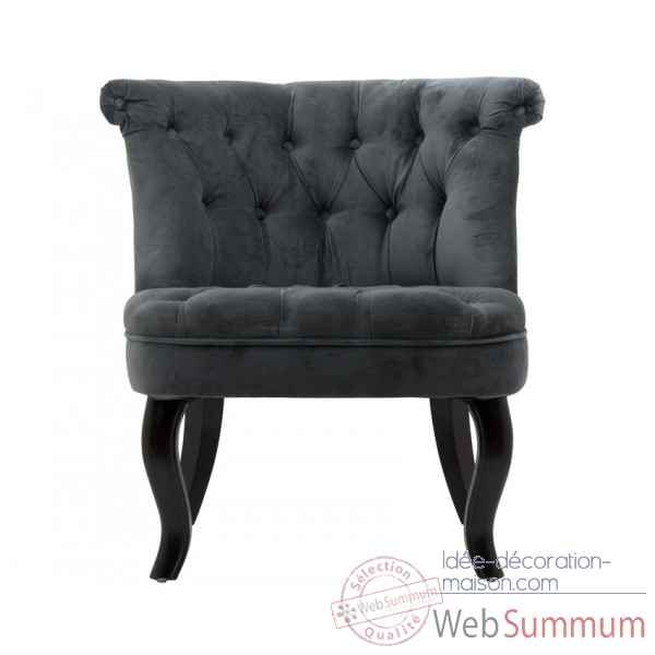 Fauteuil crapaud capitonne velours anthracite trianon Opjet