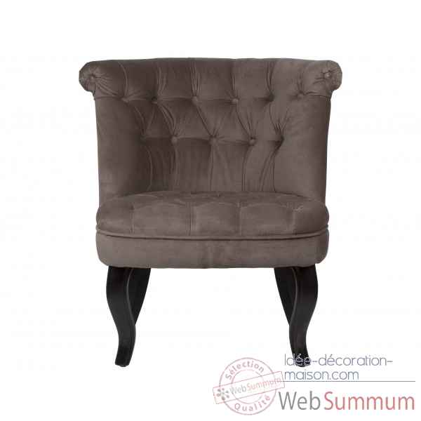 Fauteuil crapaud capitonne velours taupe trianon Opjet