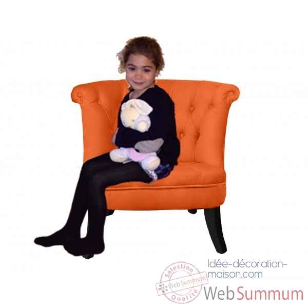 Petit fauteuil crapaud capitonne orange Opjet