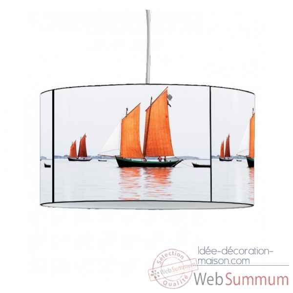 Lampe suspension collection plisson bateau voiles orange -PL1609SUS