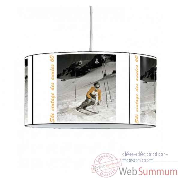 Lampe suspension montagne skieur vintage jaune -MO1642SUS