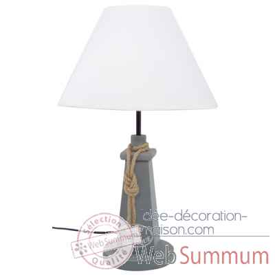 Lampe club nautique grise bois cordage - h:50cm Produits marins Web Summum -2936