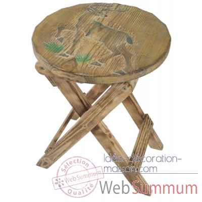 Tabouret pliant cerf en bois, h : 45 cm Produits marins Web Summum -1510